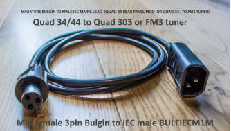 Quad 34/44 to Quad 303 or FM3 tuner Min female 3pin Bulgin to IEC male BULFIECM1M